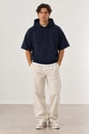 Cropped Kapüşonlu Kısa Kollu Sweatshirt