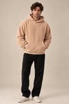 Havlu Dokulu Kapüşonlu Oversize Sweatshirt
