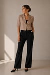 Keten Kısa Kollu Crop Blazer Ceket