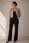 Keten Kısa Kollu Crop Blazer Ceket