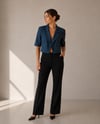Keten Kısa Kollu Crop Blazer Ceket
