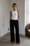 Krinkıl Dokulu Beli Lastikli Wide Leg Pantolon