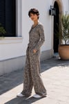 Leopar Desenli Bol Kesim Pantolon Bluz takım