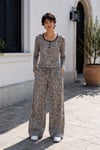 Leopar Desenli Bol Kesim Pantolon Bluz takım