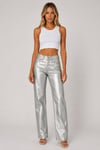 Metalik Görünümlü Wide Leg Pantolon