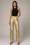 Metalik Görünümlü Wide Leg Pantolon