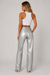 Metalik Görünümlü Wide Leg Pantolon