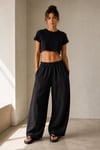 Pamuklu Dokulu Barrel Fit Pantolon