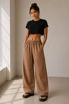 Pamuklu Dokulu Barrel Fit Pantolon