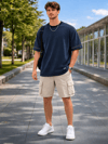 Şerit Detaylı Kontrast Yaka Basic T-Shirt