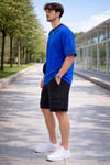 Şerit Detaylı Kontrast Yaka Basic T-Shirt