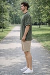 Şerit Detaylı Kontrast Yaka Basic T-Shirt