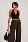 Sırtı Açık Fitilli Crop Top
