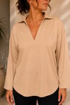V Yaka Dökümlü Oversize Bluz
