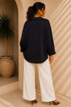 V Yaka Dökümlü Oversize Bluz