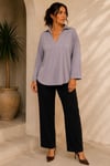 V Yaka Dökümlü Oversize Bluz
