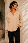 V Yaka Dökümlü Oversize Bluz