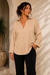 V Yaka Dökümlü Oversize Bluz