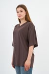 V Yaka Oversize T-shirt (E24-742A-WN)