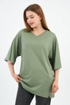 V Yaka Oversize T-shirt (E24-742A-WN)