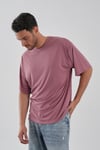 Yumuşak Dokulu Bisiklet Yaka Oversize T-shirt