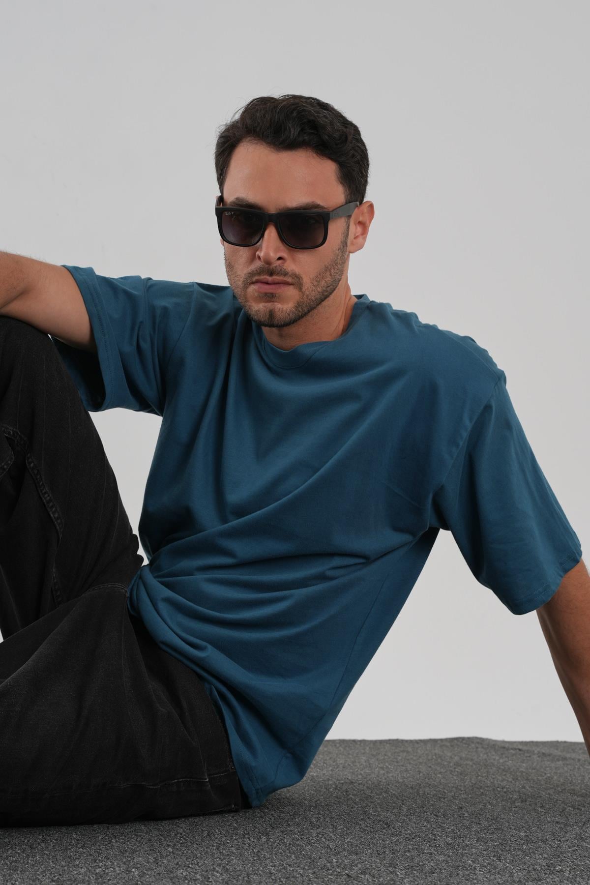Yumuşak Dokulu Bisiklet Yaka Oversize T-shirt