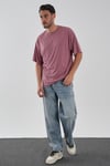 Yumuşak Dokulu Bisiklet Yaka Oversize T-shirt