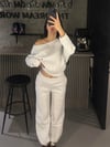 3 İPLİK DÜŞÜK OMUZ LASTİKLİ EŞOFMAN TAKIM