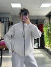 3 İPLİK GRİ  DİK YAKA FERMUARLI SWEATSHIRT
