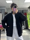 3 İPLİK SİYAH DİK YAKA FERMUARLI SWEATSHIRT