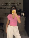 BAĞLAMALI PEMBE KISA KOL BLUZ