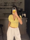 BAĞLAMALI SARI KISA KOL BLUZ