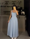 BEBE MAVİSİ  MODAL KUMAŞ BEL BAĞLAMALI  ELBİSE 