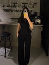BEL DETAYLI SİYAH MODAL TAKIM