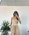 BERSHKA KREM STRAPLEZ CROP