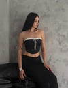 BERSHKA SİYAH KURDELE CROP