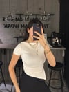 BEYAZ ASİMETRİK KISA KOLLU BODY