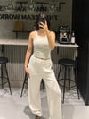 BEYAZ BÜRÜMCÜK KUMAŞ PANTOLON