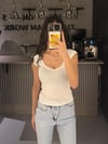 BEYAZ KISA KOL ÖN BÜZGÜLÜ BODY