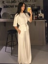 BEYAZ MODAL KUMAŞ KEMERLİ TAKIM