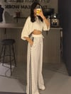 BEYAZ ŞERİTLİ PUANTİYE PANTOLON