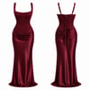 BORDO BALEN DETAYLI MAXİ BOY ELBİSE 