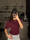 BORDO BEL DETAY KISA KOLLU BLUZ