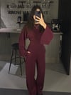 BORDO BEL KORSELİ MODAL KUMAŞ TAKIM