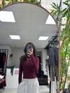 BORDO BİSİKLET YAKA PARMAK GEÇİRMELİ BODY