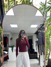 BORDO BİSİKLET YAKA PARMAK GEÇİRMELİ BODY