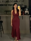 BORDO BOYUN ASKILI KORSE  ELBİSE 