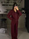 BORDO CEPLİ HIRKA PANTOLON TAKIM
