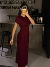 BORDO ÇİFT TARAF BAĞLAMALI YIRTMAÇLI ELBİSE 