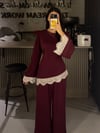 BORDO DANTEL MODAL KUMAŞ TAKIM